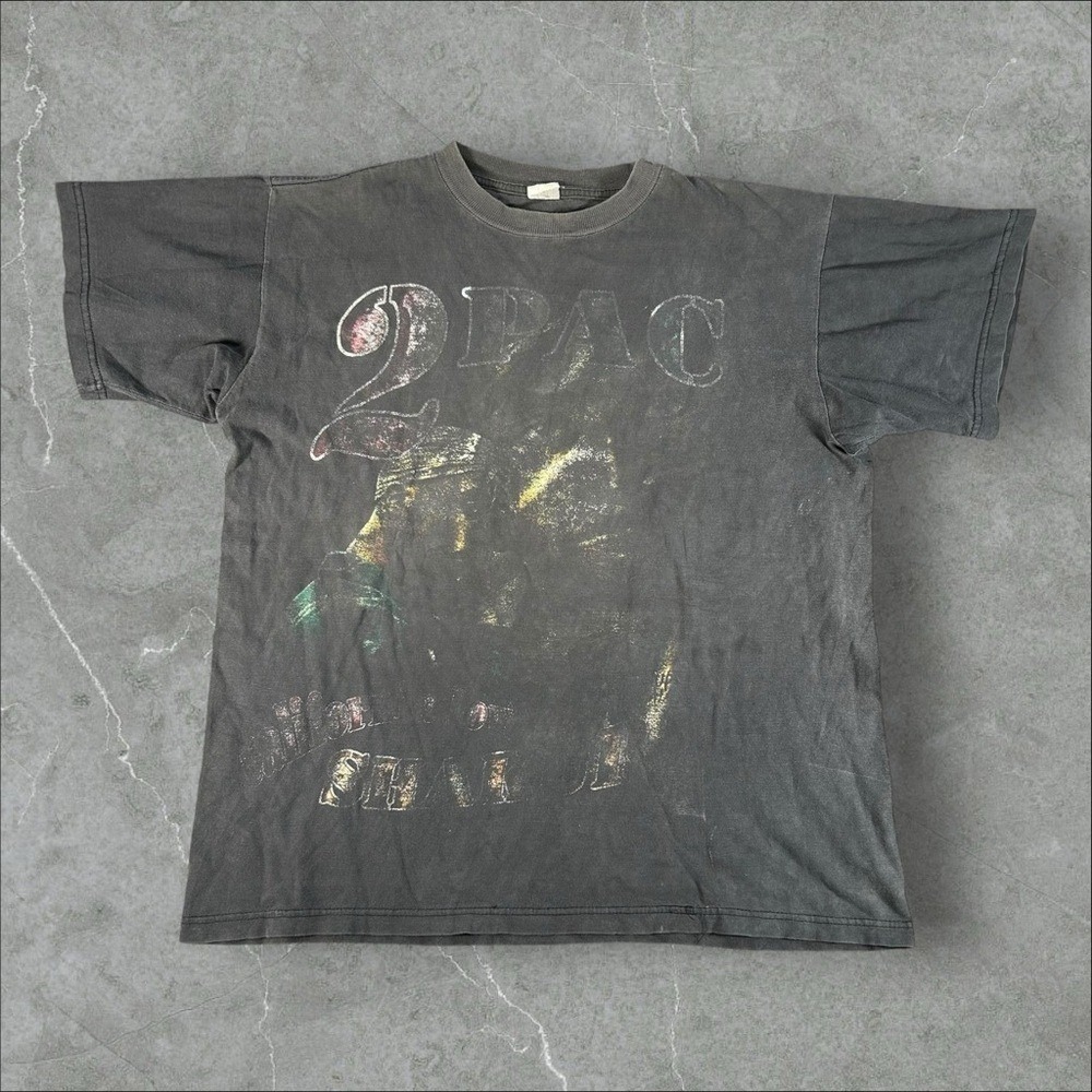 Vintage Tupac Shirt Mens Large Black 90s Hip Hop Faded Rap Tee I Aint Mad At Cha